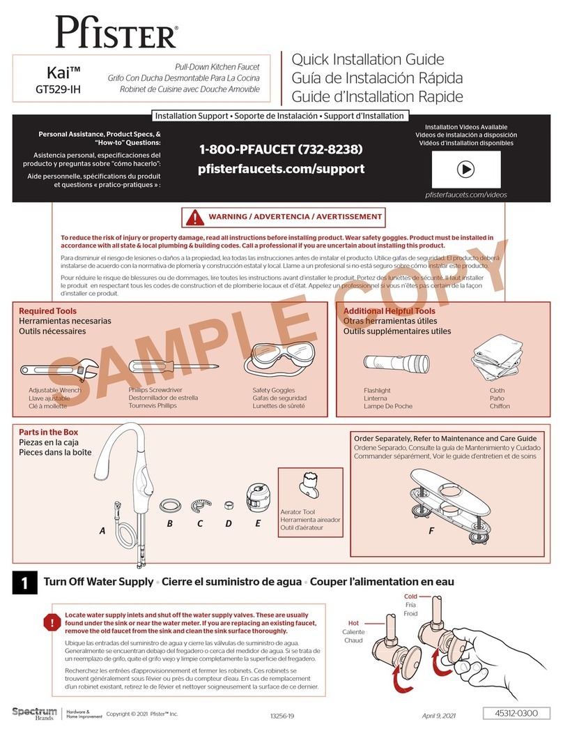 Spectrum Brands Pfister Kai GT529-IHC Quick installation guide Spectrum Brands Pfister Kai GT529-IHC Quick installation guide