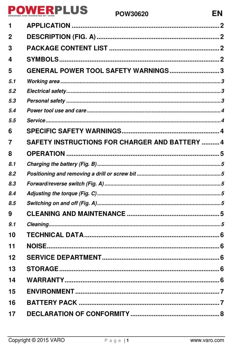 VARO Powerplus POW30620 quick start guide