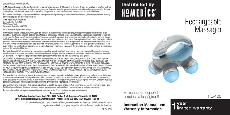HoMedics RC-100 Instruction manual and  warranty information