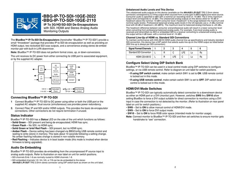 Cobalt Digital Inc BlueBox BBG-IP-TO-SDI-10GE-2110 quick start guide Cobalt Digital Inc BlueBox BBG-IP-TO-SDI-10GE-2110 quick start guide