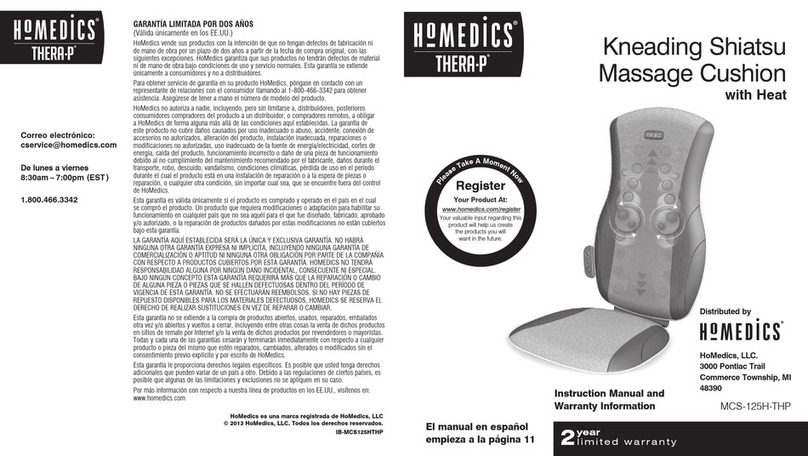 HoMedics MCS-125HA-THP Instruction manual and  warranty information