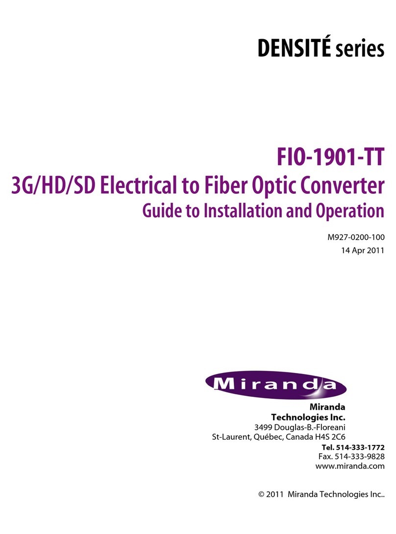 Miranda FIO-1901-TT Guide to installation and operation