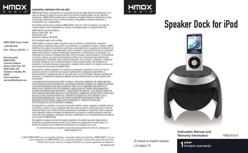 HMDX HMDX-S10 Instruction manual and  warranty information