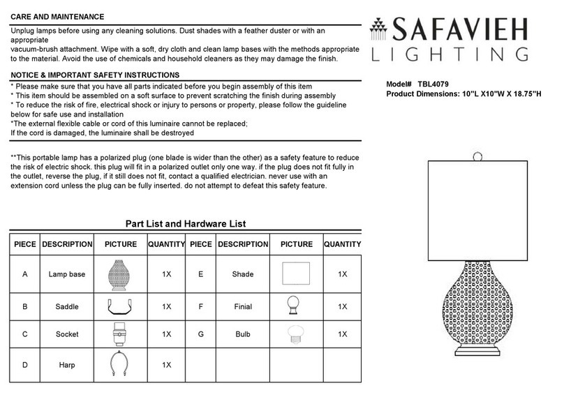 Safavieh TBL4079 quick start guide