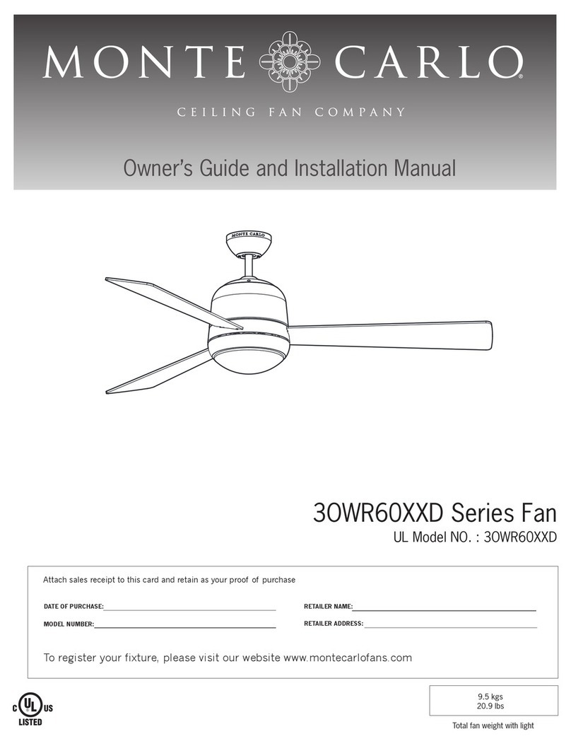 Monte Carlo Fan Company 3OWR60D Series Instruction manual