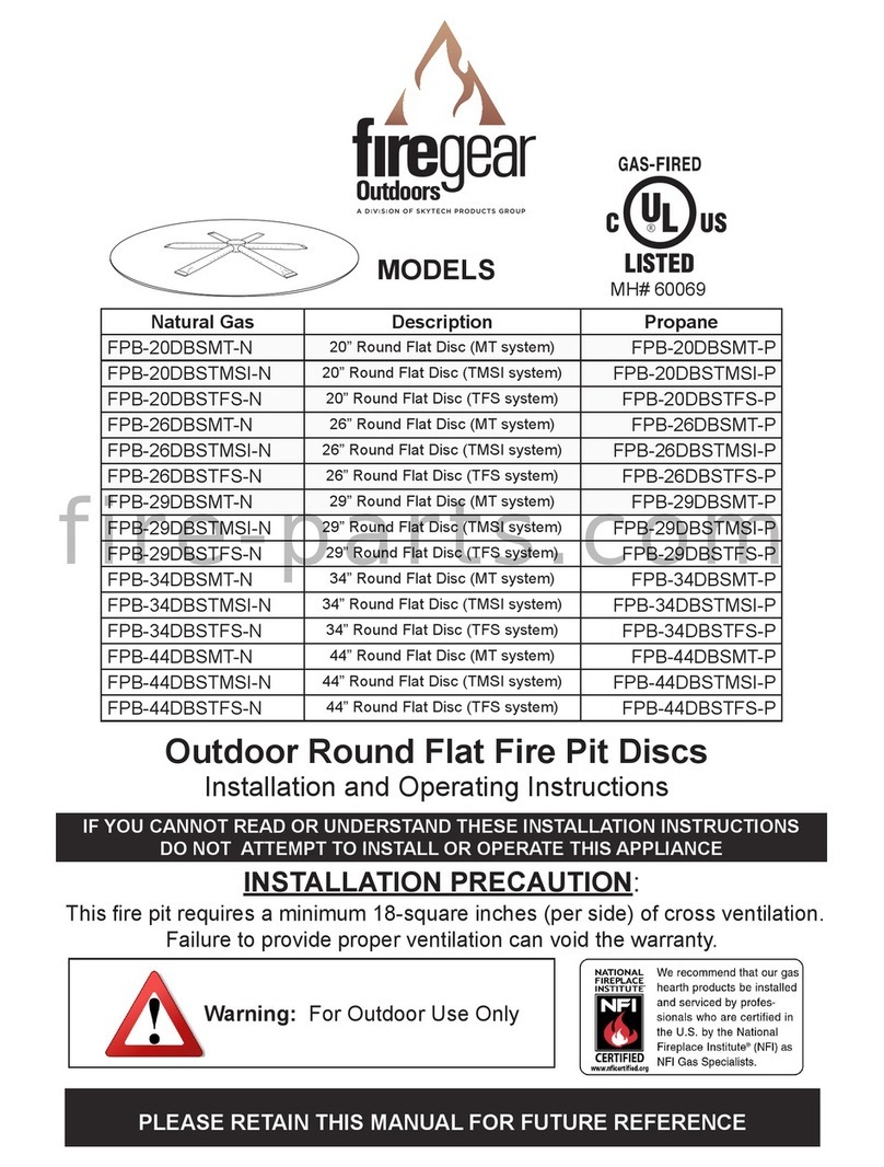 Skytech Firegear Outdoors FPB-20DBSMT-N Installation and operating instructions