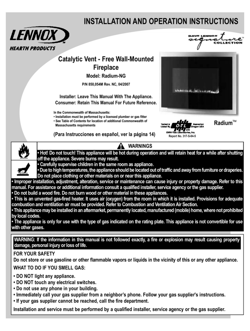 Lennox Hearth Products Radium-NG Owner's manual
