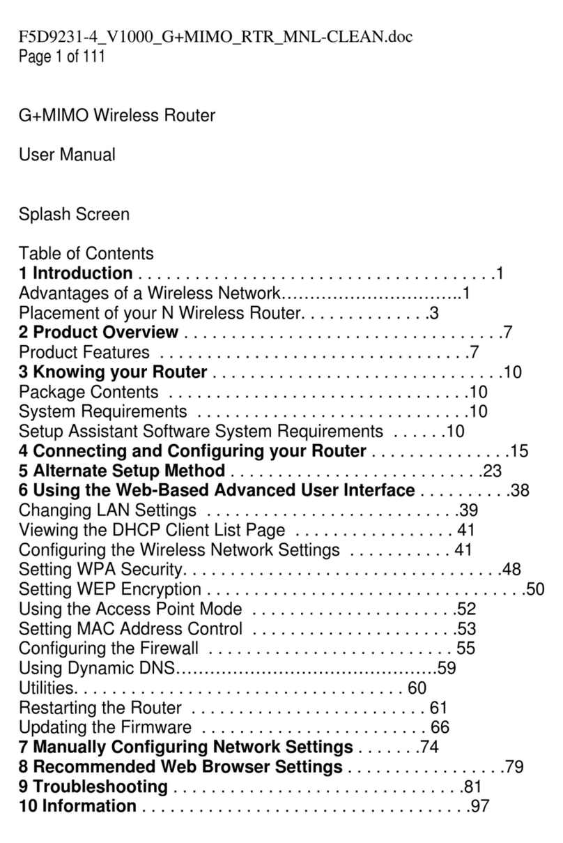 Belkin Wireless G Router User manual
