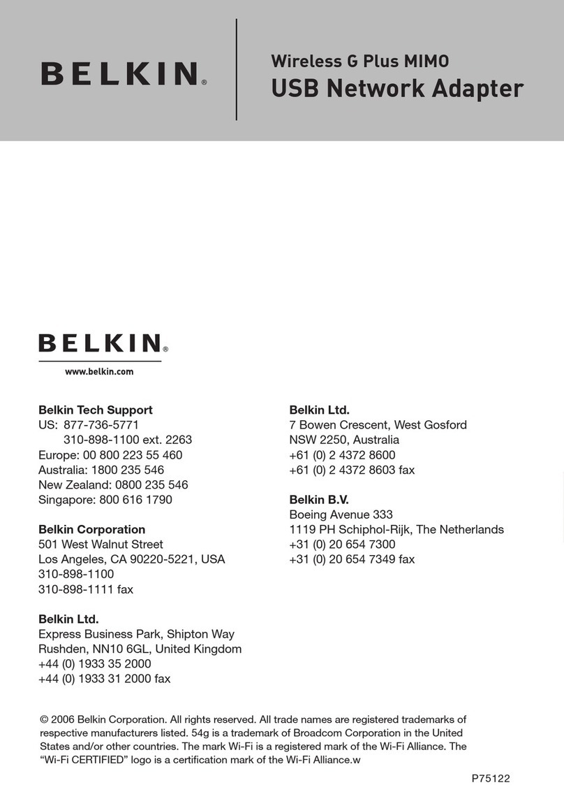 Belkin Wireless Gplus Notebook Card User manual