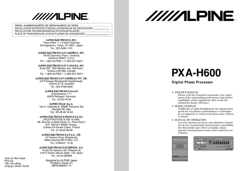 Alpine PHA-H600 User manual