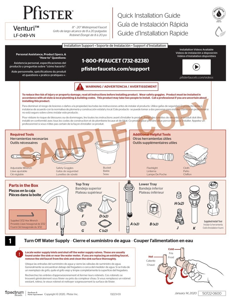 Spectrum Brands Pfister Venturi LF-049-VN Quick installation guide