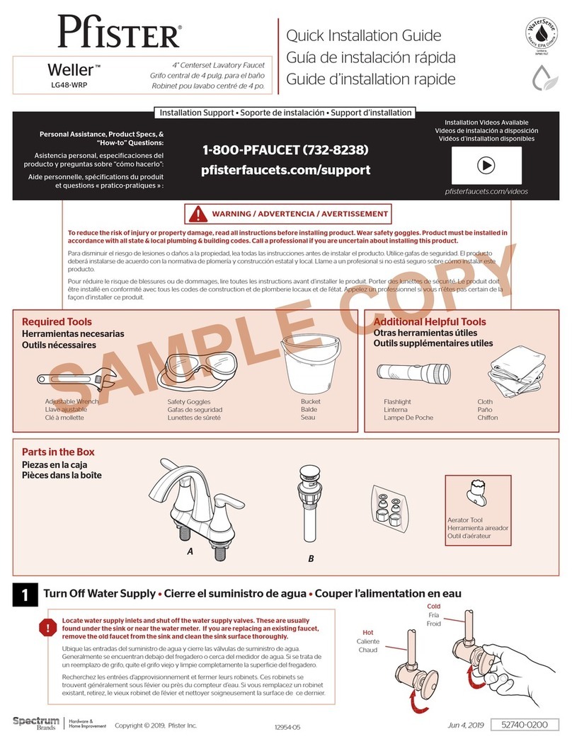 Spectrum Brands Pfister Weller LG48-WRP Quick installation guide