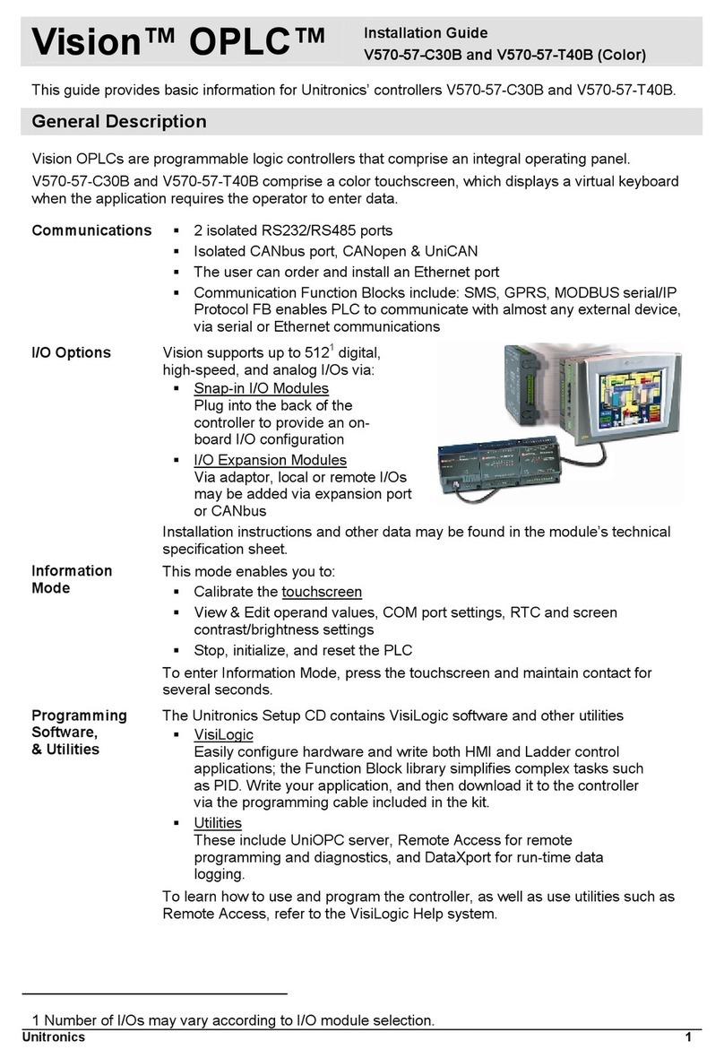 Unitronics Vision OPLC V570-57-C30B installation guide Unitronics Vision OPLC V570-57-C30B installation guide