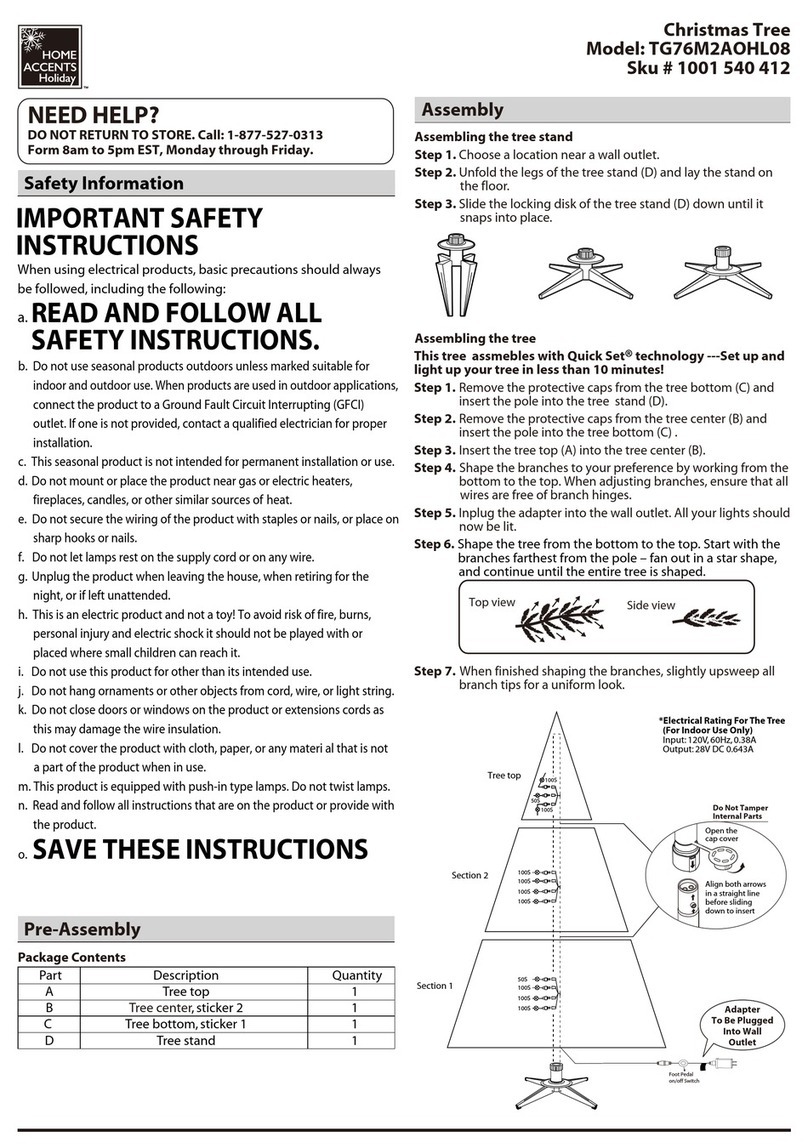 Home Accents Holiday TG76M2AOHL08 quick start guide