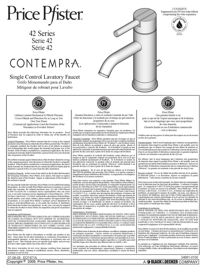 Price Pfister Contempra 42 Series manual