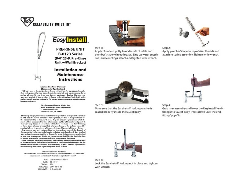 T&S EasyInstall B-0123 Series Installation and maintenance instructions