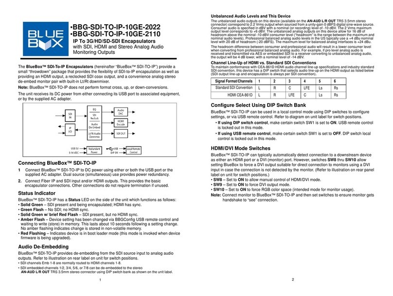 Cobalt Digital Inc BlueBox BBG-SDI-TO-IP-10GE-2022 User manual