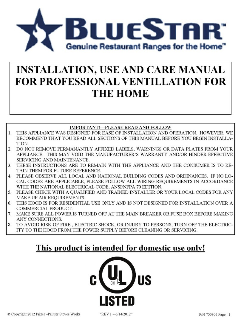 Blue Star Proline PL030ML Installation use and care manual