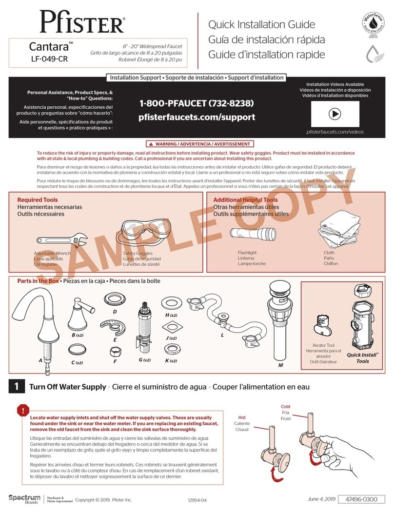 Spectrum Brands Pfister Cantara LF-049-CR Quick installation guide