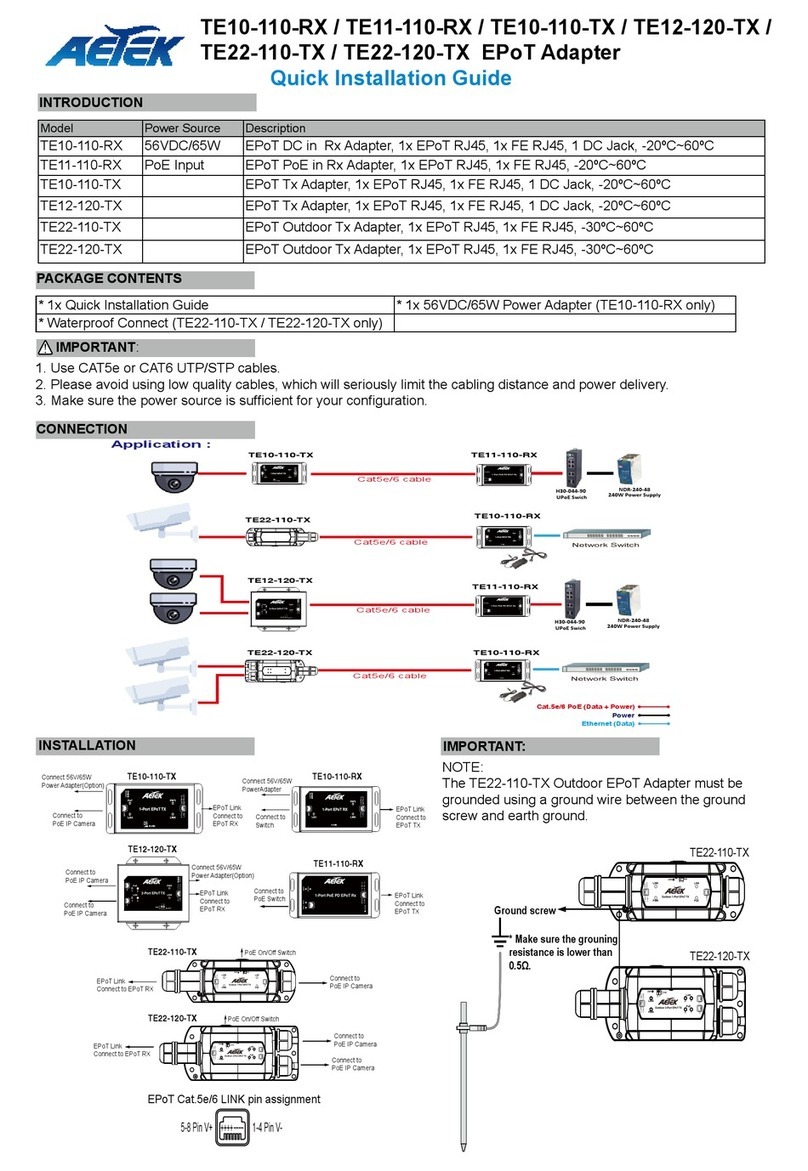 AETEK TE11-110-RX Quick installation guide