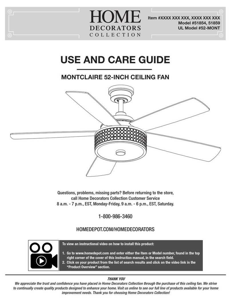 Home Decorators Collection MONTCLAIRE 51854 Use and care guide