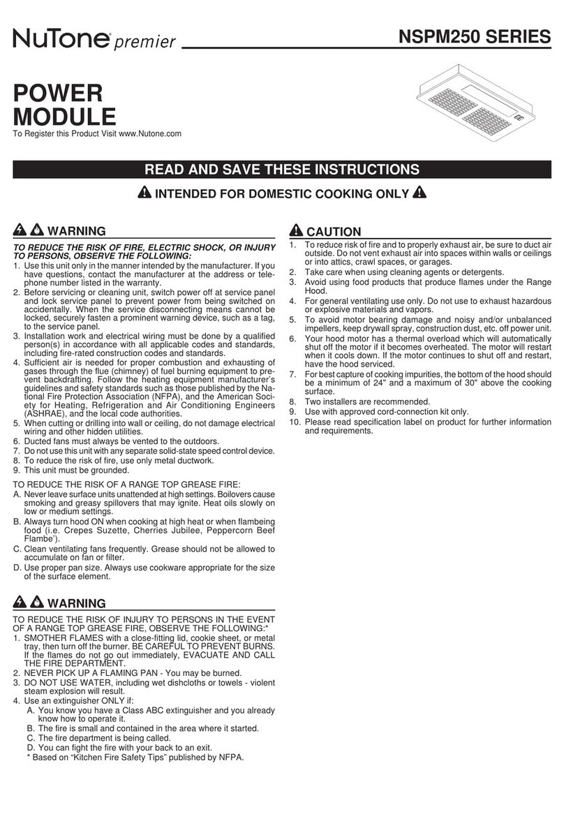 NuTone Premier NSPM250 Series User manual