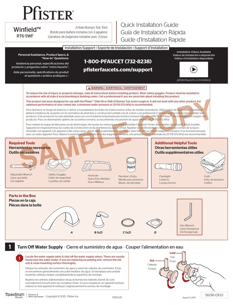 Pfister Winfield RT6-5WF Quick installation guide Pfister Winfield RT6-5WF Quick installation guide