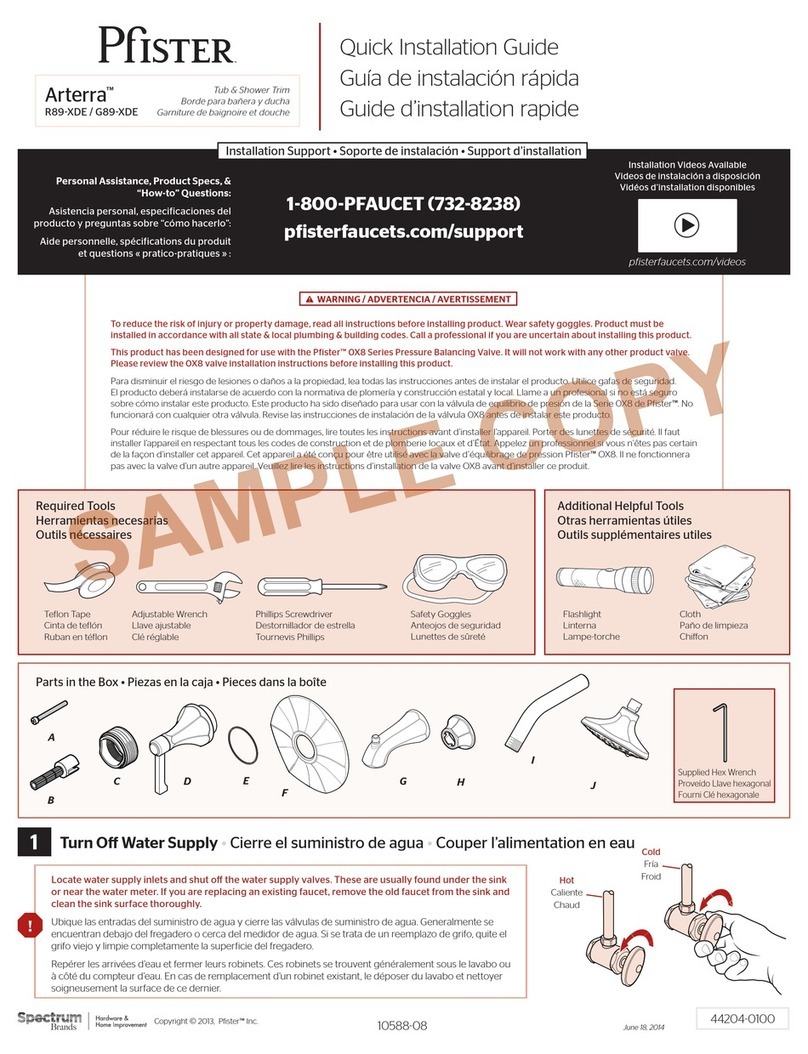Spectrum Brands Pfister Arterra R89-XDE User manual