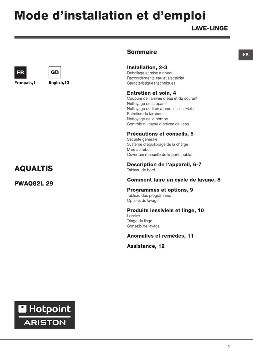 Hotpoint Ariston AQUALTIS PWAQ82L29 Instructions for installation and use
