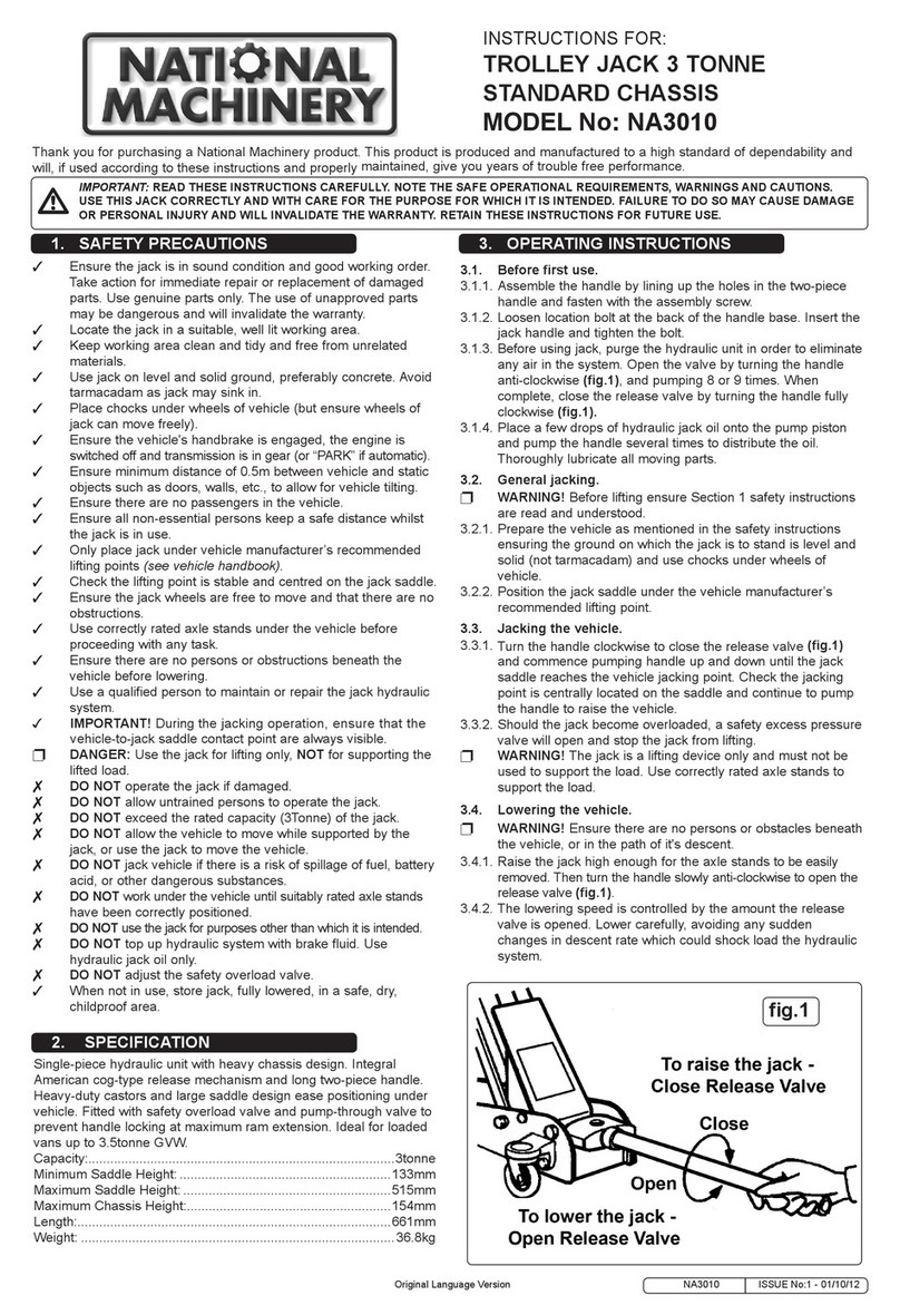 Sealey National Machinery NA3010 instructions