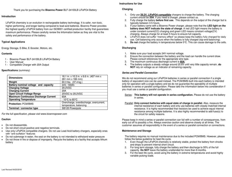 Bioenno Power BLF-24100LB user manual