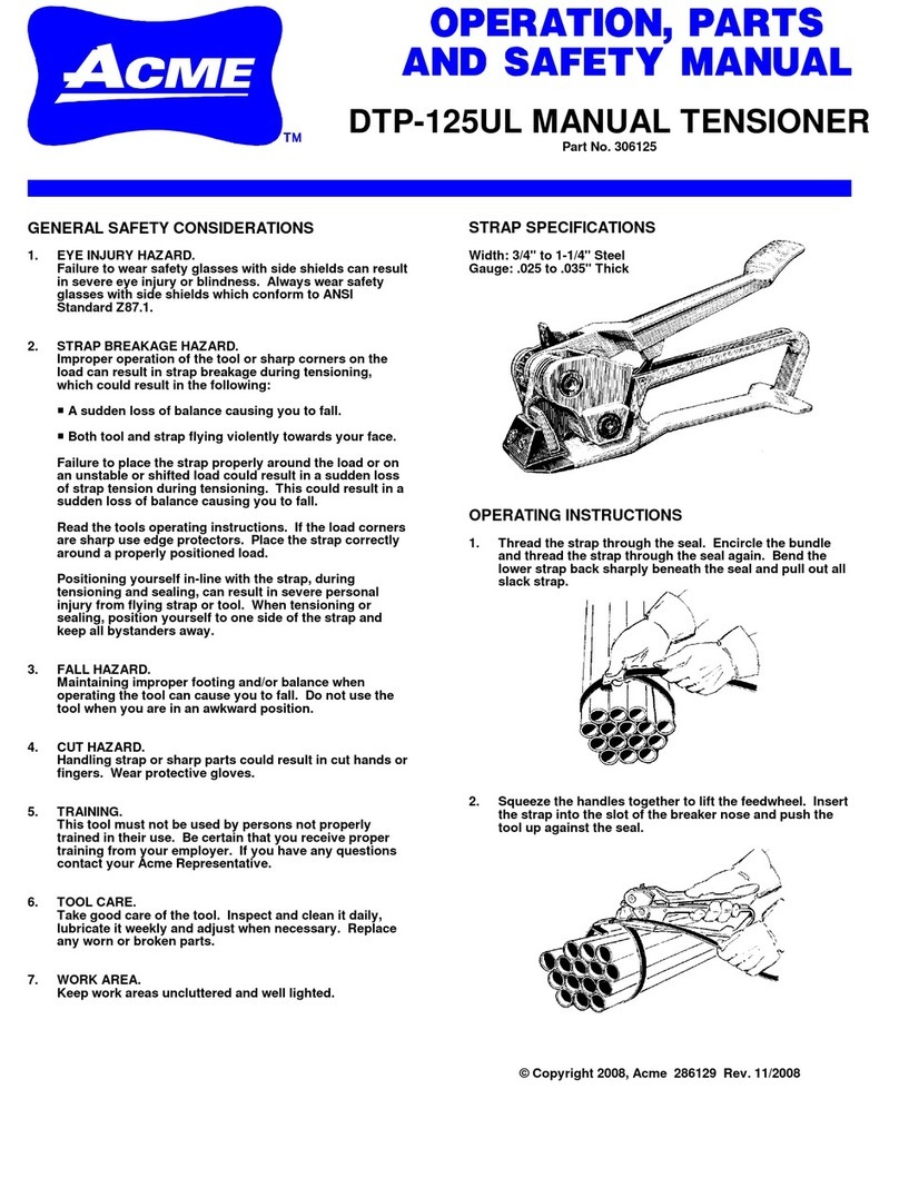 ACME DTP-125UL Operation, parts and safety manual