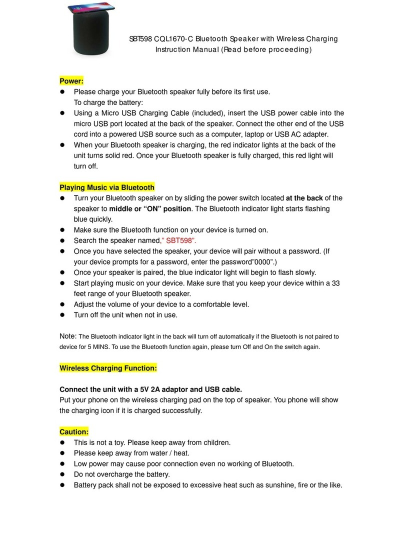 Sharper Image SBT598 User manual Sharper Image SBT598 User manual