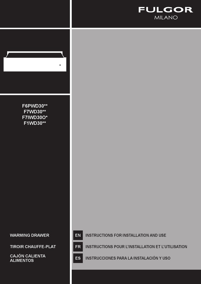 Fulgor Milano F6PWD30 Series Instructions for installation and use Fulgor Milano F6PWD30 Series Instructions for installation and use