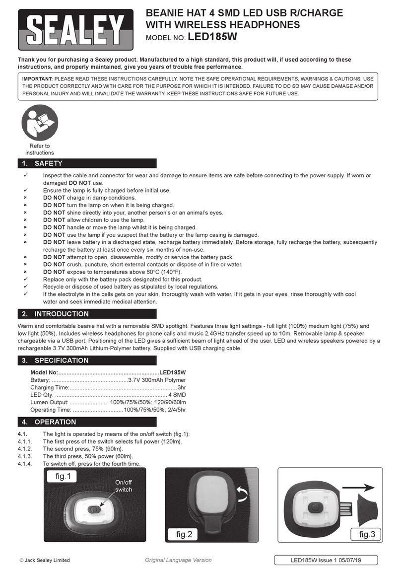 Sealey LED185W quick start guide