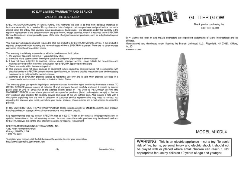 Spectra M&M's GLITTER GLOW quick start guide