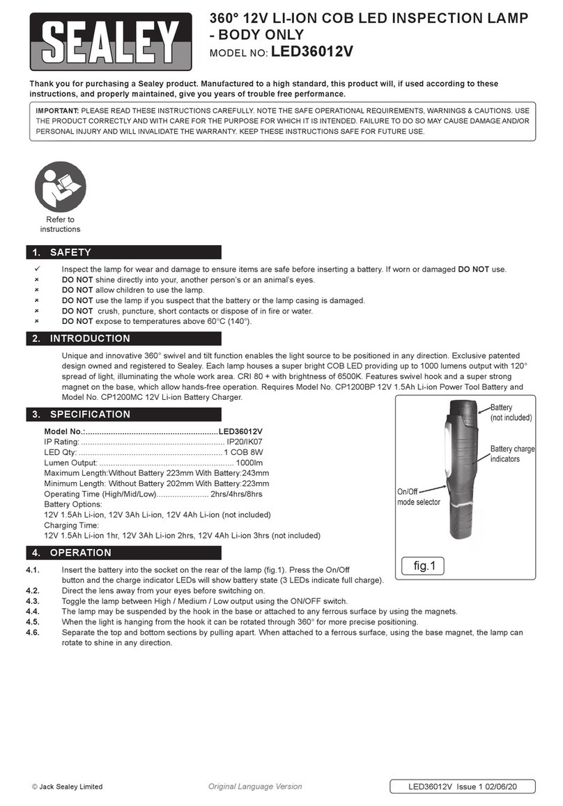 Sealey LED36012V quick start guide