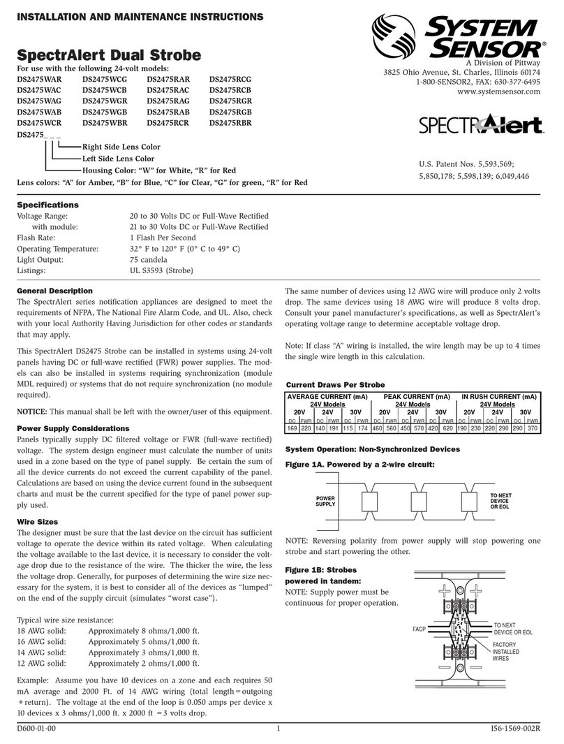 Pittway System Sensor SpectrAlert DS2475WAR Installation and maintenance instructions