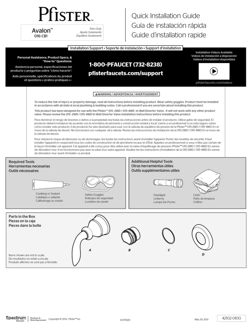 Pfister Avalon 016-CB1 Quick installation guide
