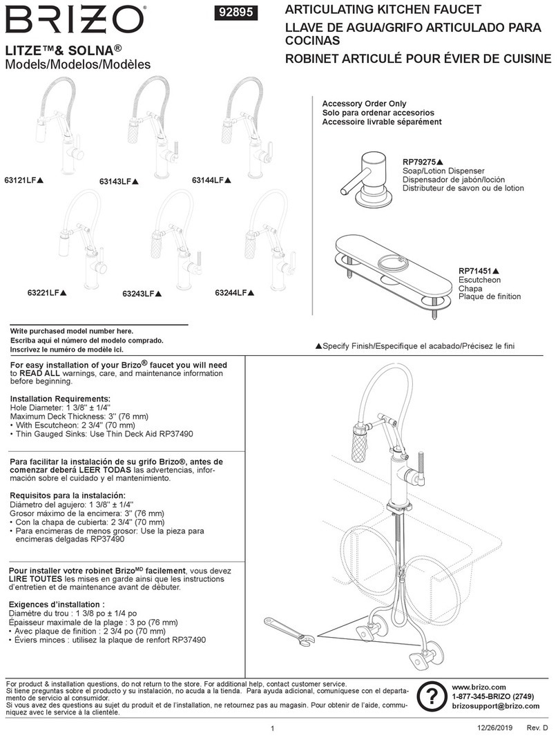Brizo SOLNA RP79275 manual