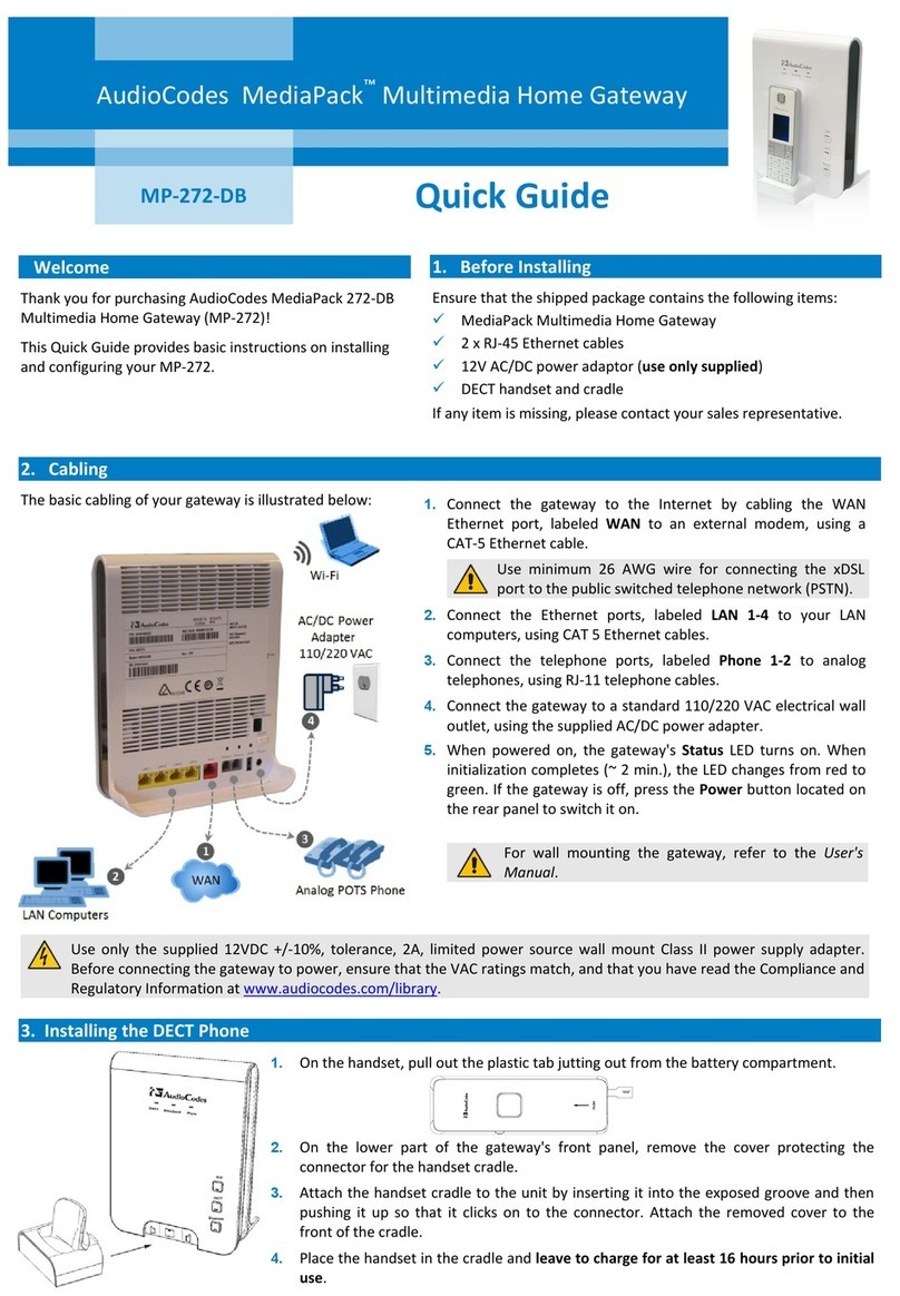 AudioCodes MP-272-DB User manual