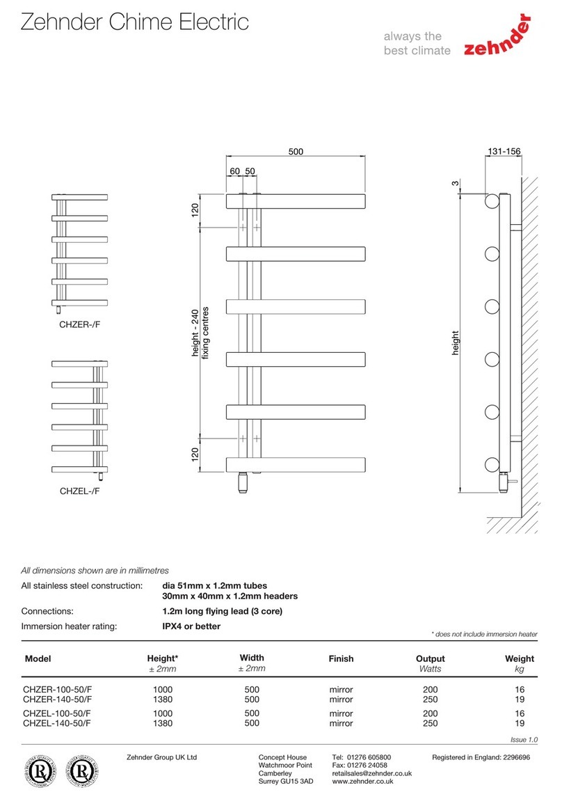 Zehnder Rittling Chime Electric CHZER-100-50/F quick start guide