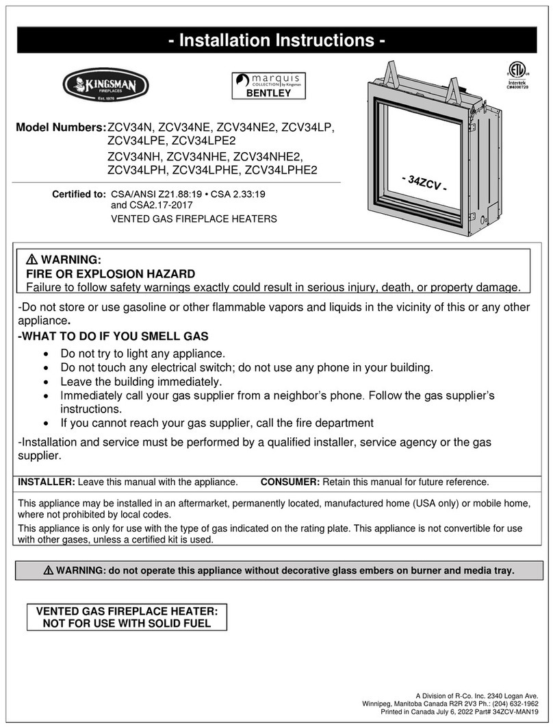 Kingsman Fireplaces ZCV34N installation instructions