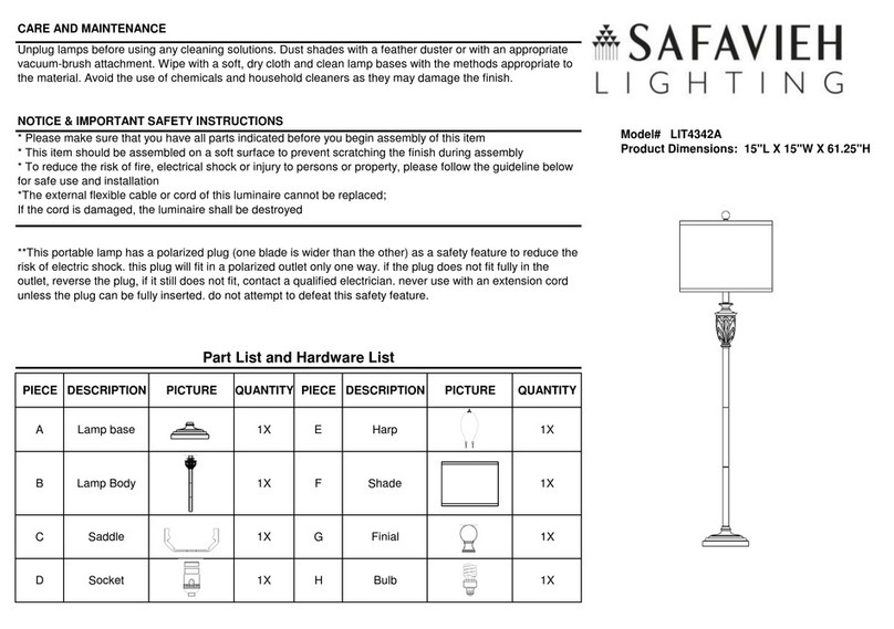 Safavieh Lighting LIT4342A User manual Safavieh Lighting LIT4342A User manual