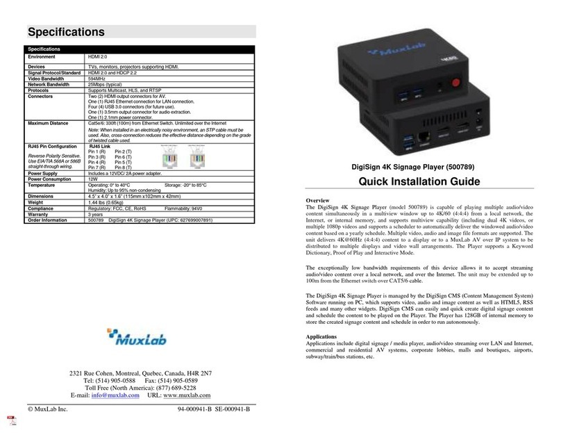 MuxLab 500789 Quick installation guide
