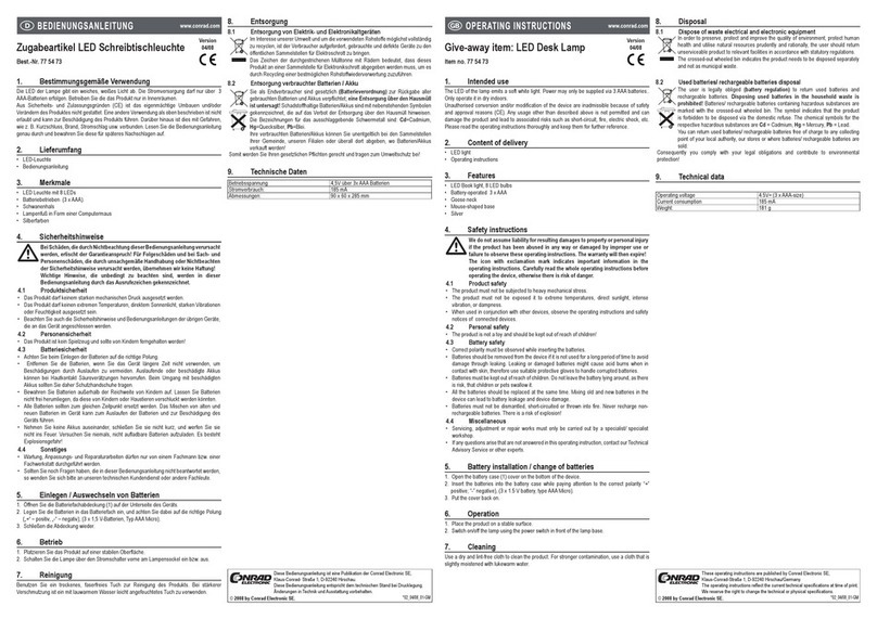Conrad 77 54 73 operating instructions