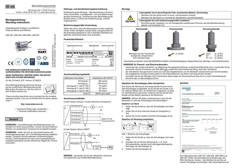 BD Sensors LMK 457 Mounting instructions