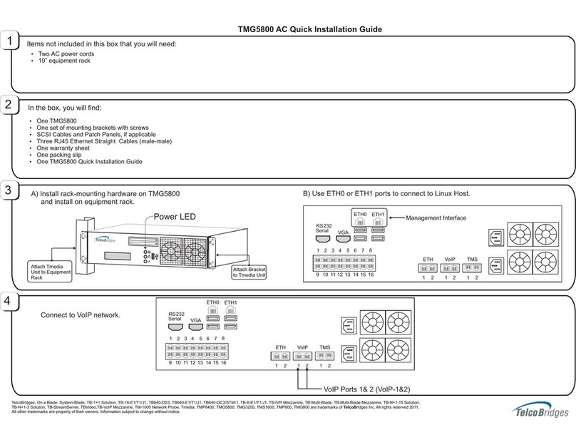 TelcoBridges Tmedia TMG5800 Quick installation guide