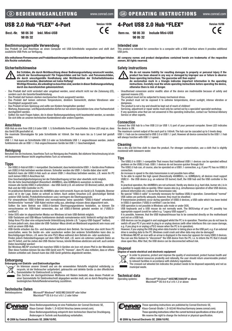 Conrad 30 05 18 User manual Conrad 30 05 18 User manual