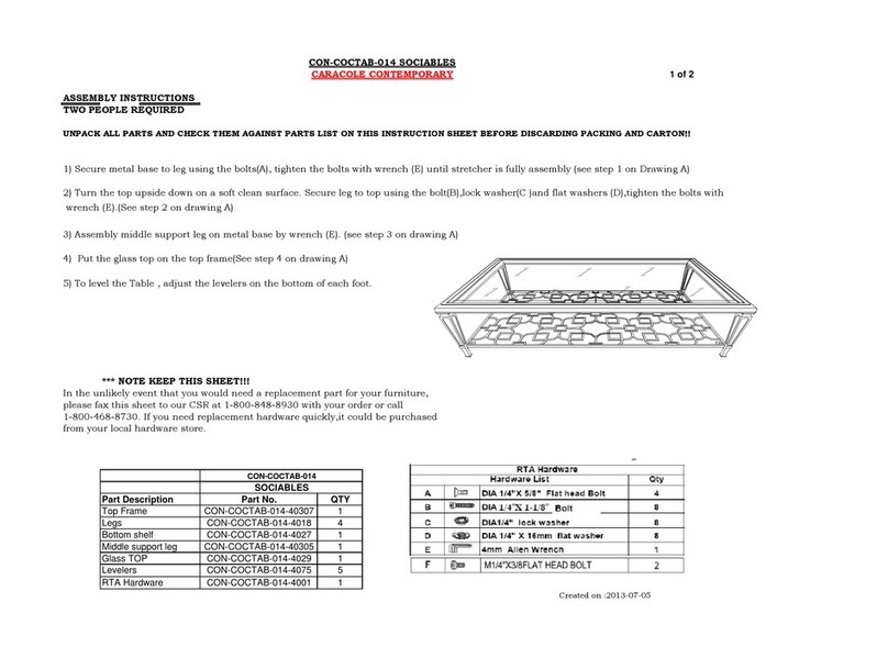 CARACOLE SOCIABLE CON-COCTAB-014 Assembly instructions